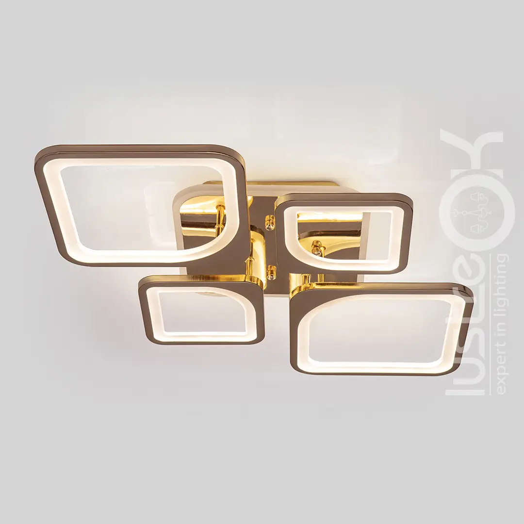 Люстра з пультом управління до 18м² та підсвічуванням Golden Squares (8060/2+2G LED 3color)