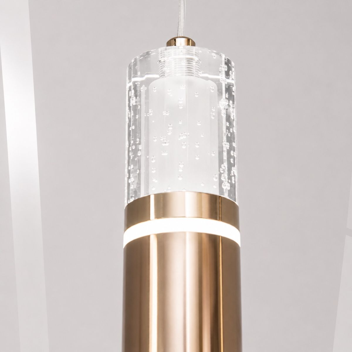 Сучасний LED підвіс у золоті та склі з ефектом бульбашок (Crystal Bubble Gold J2548-1G)