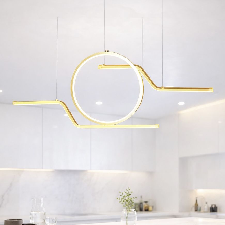 Дизайнерська подовжена LED люстра золотого кольору "Linear Luxe Contour Gold" (8203GD)