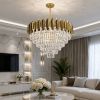 Велика кришталева люстра на 18 ламп із патроном E14 у золоті діаметр 80 см Golden Cascade Grand