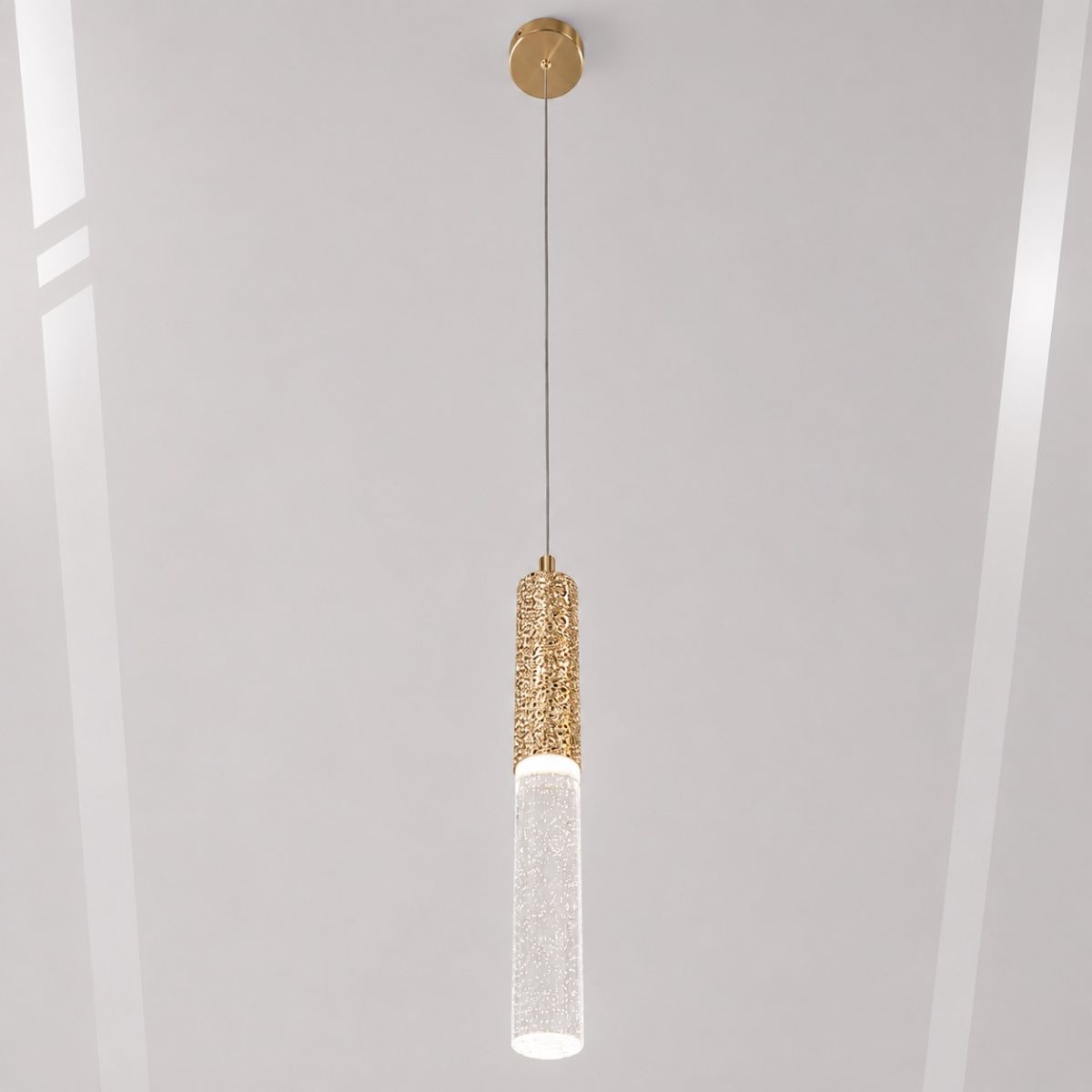 Вишуканий кришталевий LED підвіс "Crystal Drop Gold", 4W (J2583-1G)