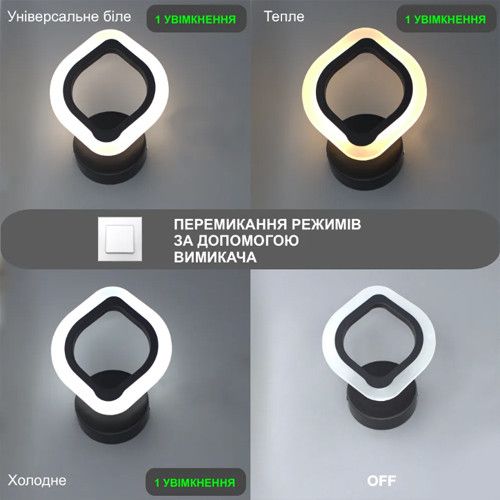 Настенный Led светильник бра форма лепесток черный AZALIA 10W R BLACK/WHITE