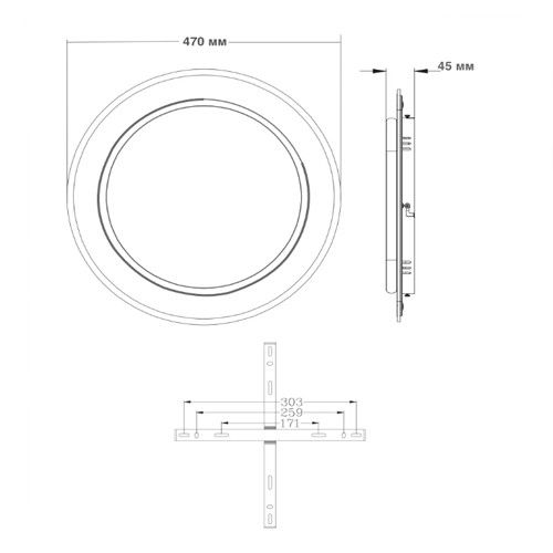Кругла світлодіодна Led люстра до 18м² чорно-білого кольору (VEGA DUAL 75W 10429)