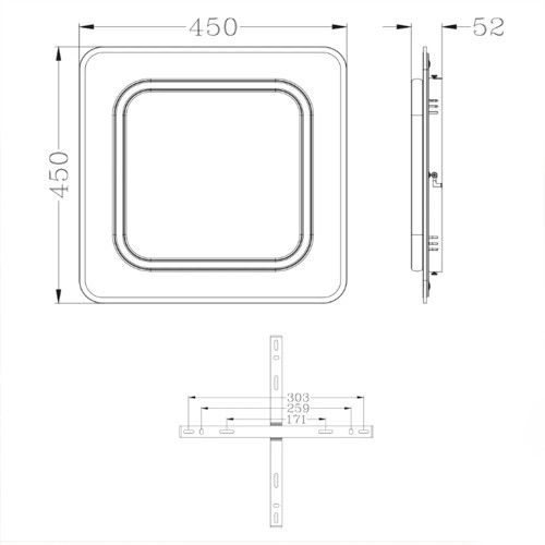 Квадратная Led люстра до 18 м² (VEGA DUAL 80W 2S WHITE/BLACK)
