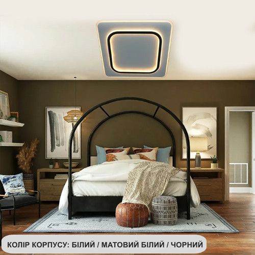 Квадратная Led люстра до 18 м² (VEGA DUAL 80W 2S WHITE/BLACK)