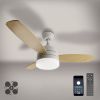 Люстра-вентилятор LED 66 Вт до 18м² білий корпус з дерев'яними лопатями з пультом (LUMINARIA FAN WOOD R)