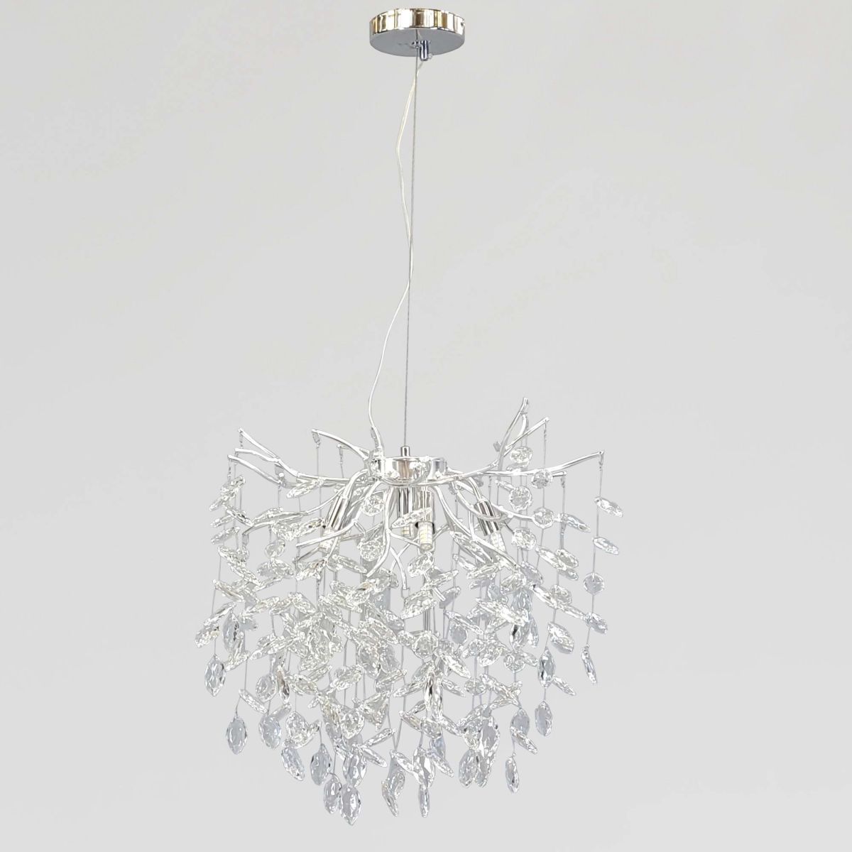 Кришталева каскадна люстра  50 см у сріблі Silver Willow