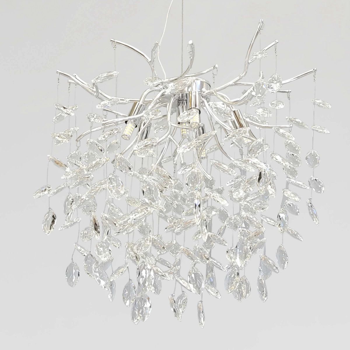 Кришталева каскадна люстра  50 см у сріблі Silver Willow