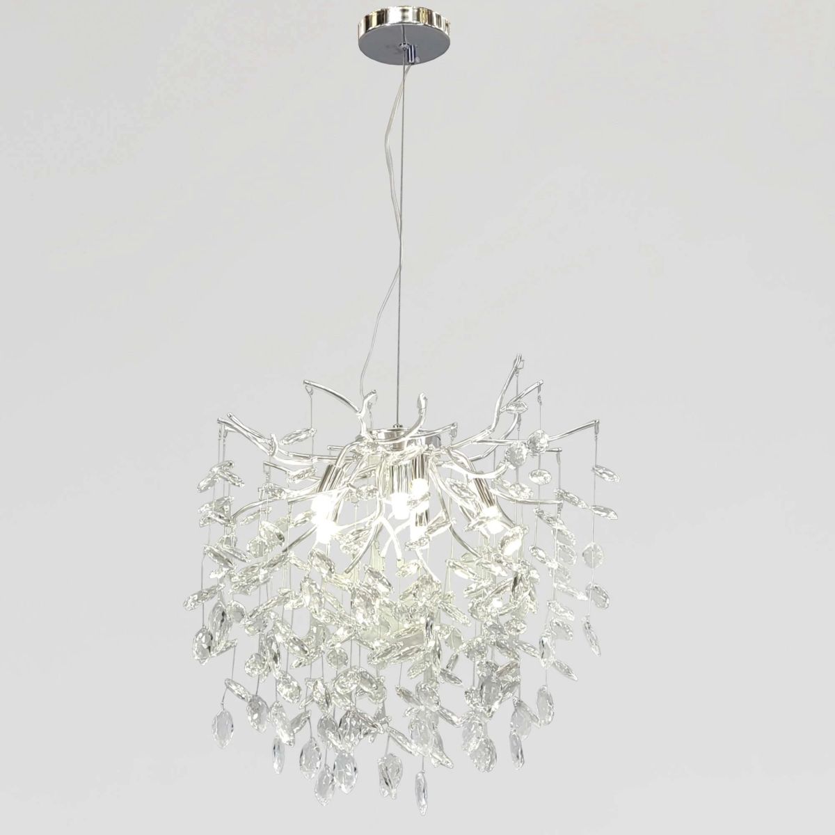 Кришталева каскадна люстра  50 см у сріблі Silver Willow