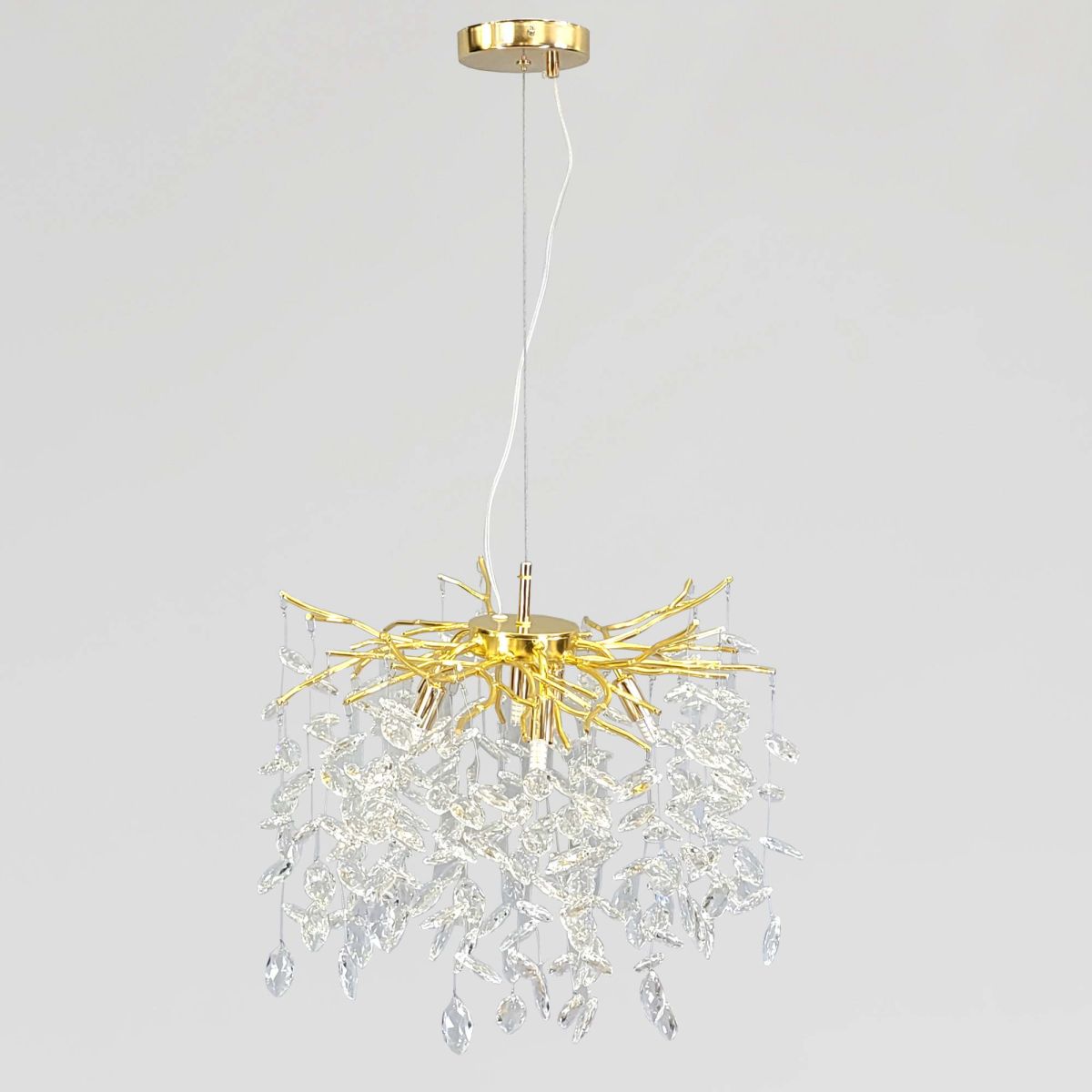 Кришталева каскадна люстра у золоті 50 см Golden Willow