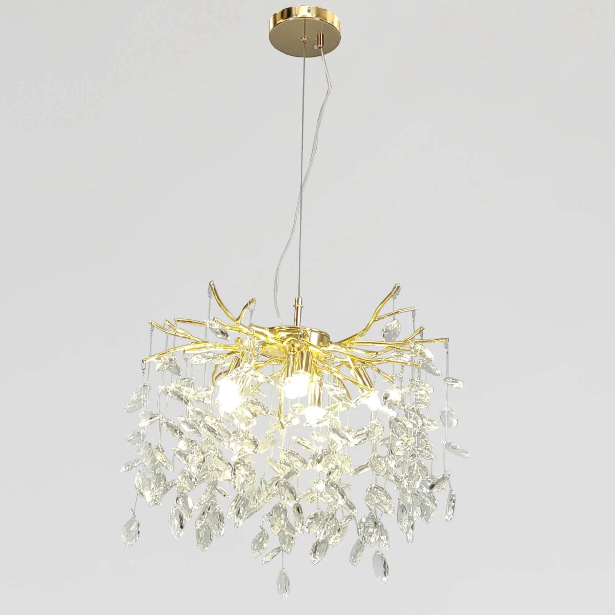Кришталева каскадна люстра у золоті 50 см Golden Willow