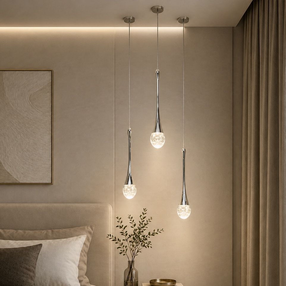 Підвісний Led світильник срібна крапля Crystal Drop Silver J2538-1HR