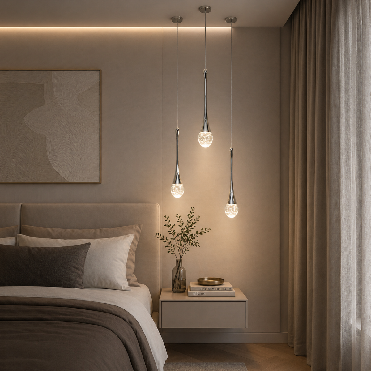 Підвісний Led світильник срібна крапля Crystal Drop Silver J2538-1HR