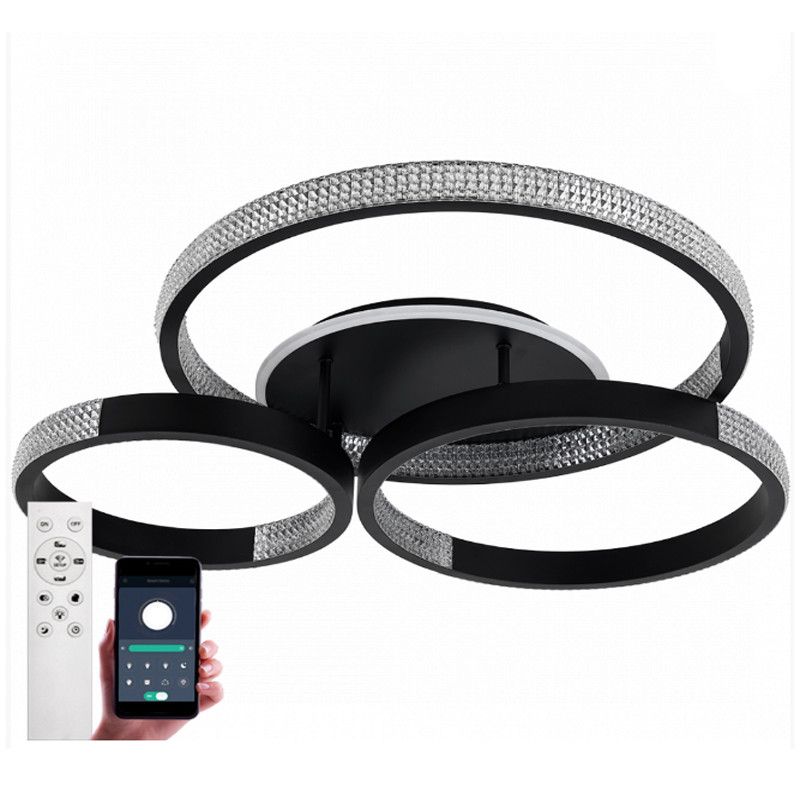 Кругла світлодіодна люстра до 20м² з пультом керування LUMINARIA AKRILIKA ROUND 100W 4R BLACK