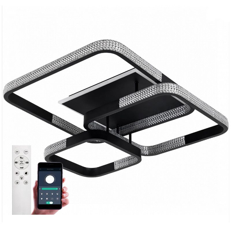 Світлодіодна Led люстра до 25м² з пультом керування LUMINARIA AKRILIKA SQUARE 130W 4S BLACK