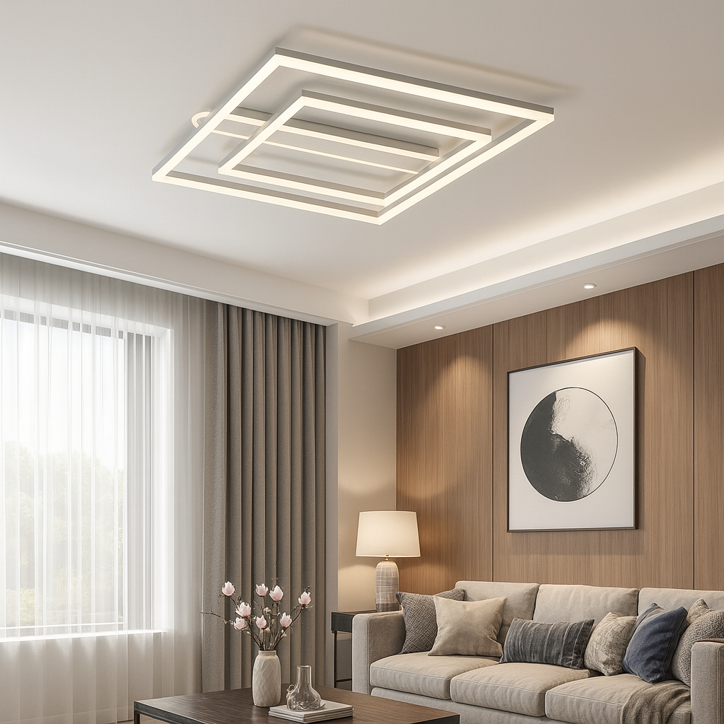 Світлодіодна SMART-люстра White Rings 100 Wt білий квадрат до 20м²