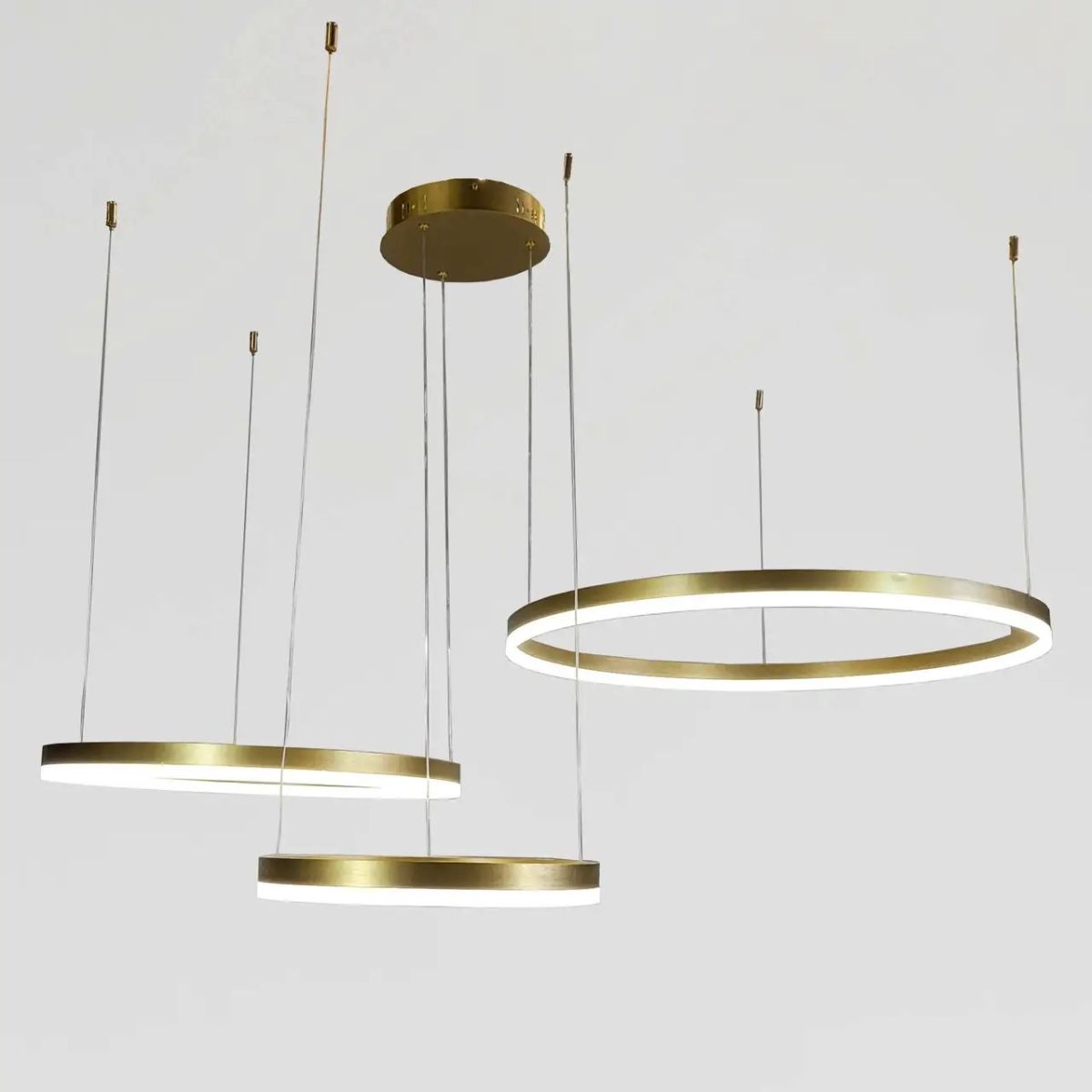 Підвісна LED люстра три кільця 80+60+40 см до 30 м², золото (1903/3GD Gold Rings)