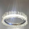 Підвісна Led люстра до 15м² срібна каблучка з камінням 40 см (2055/400CH)