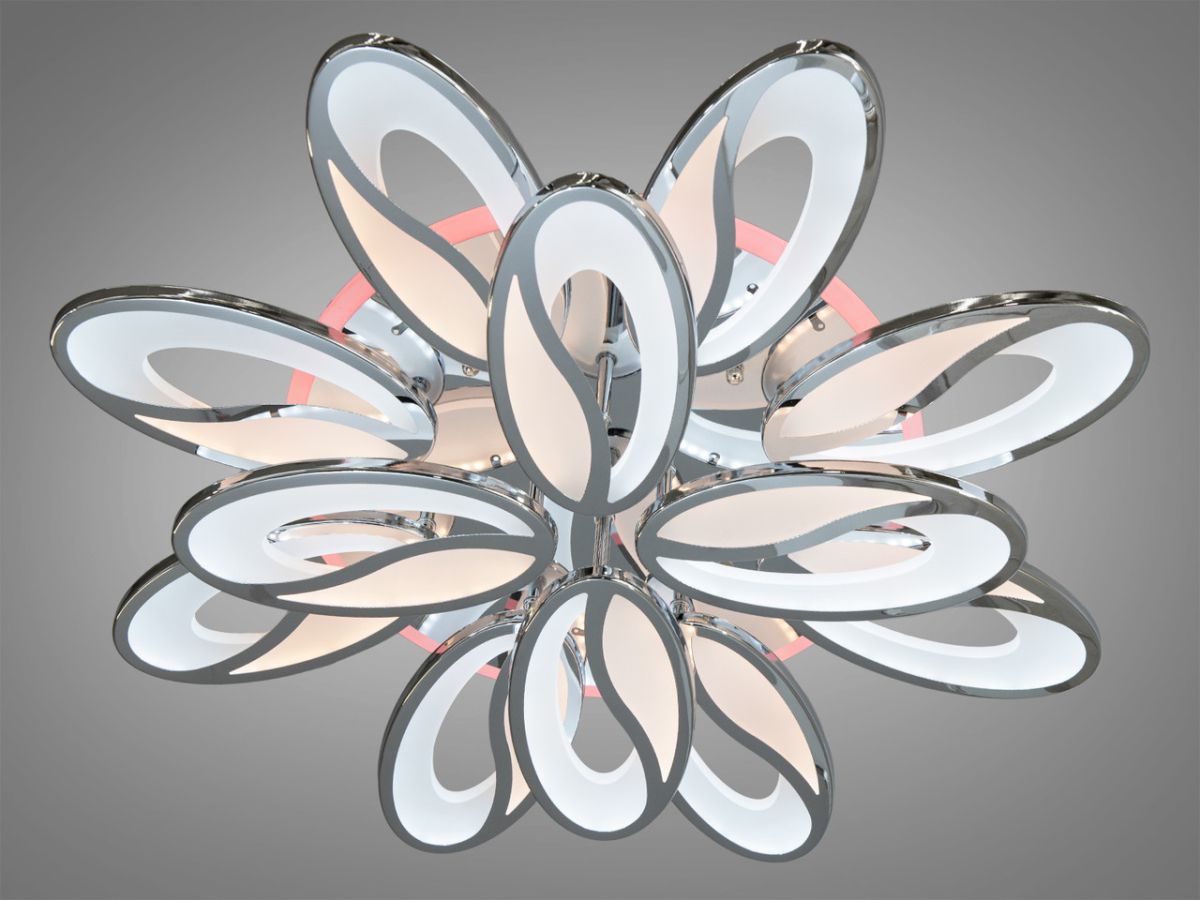 Світлодіодна LED люстра до 30 м² з пультом і підсвіткою 200Wt Coffee Beans Chrome 8090/8+4 HR LED 3color