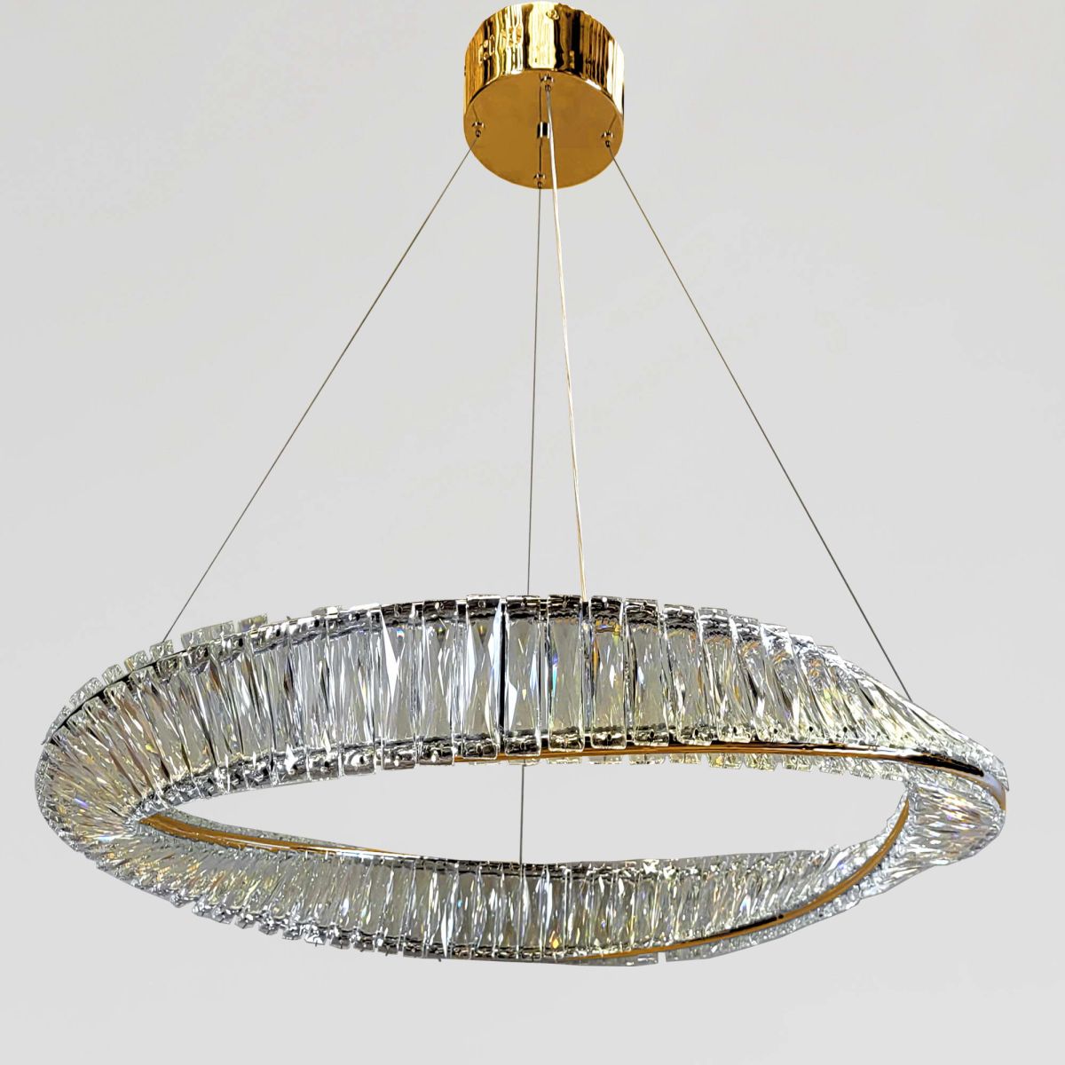Елітна підвісна LED люстра кришталь у золоті 80 см "Infinity Crystal Gold" (P625/800GD)