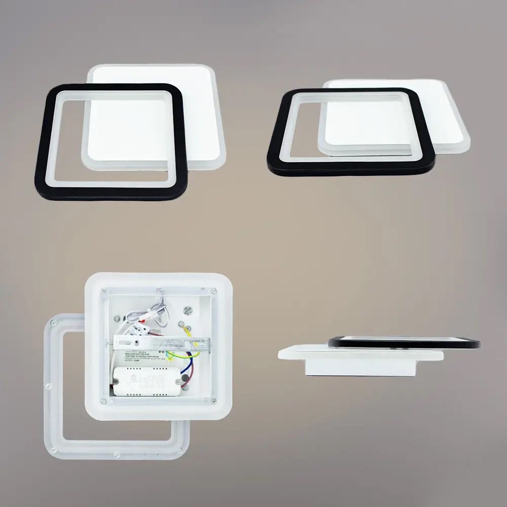 Настінне LED бра квадратної форми в чорно-білому кольорі VIVA (25W, 2S)