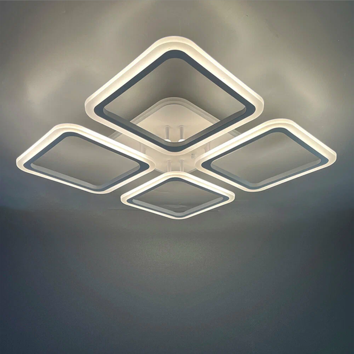 Белая Led-люстра квадратной формы с пультом и rgb-подстветкой  до 18 м² ROOM RGB 70W 4S