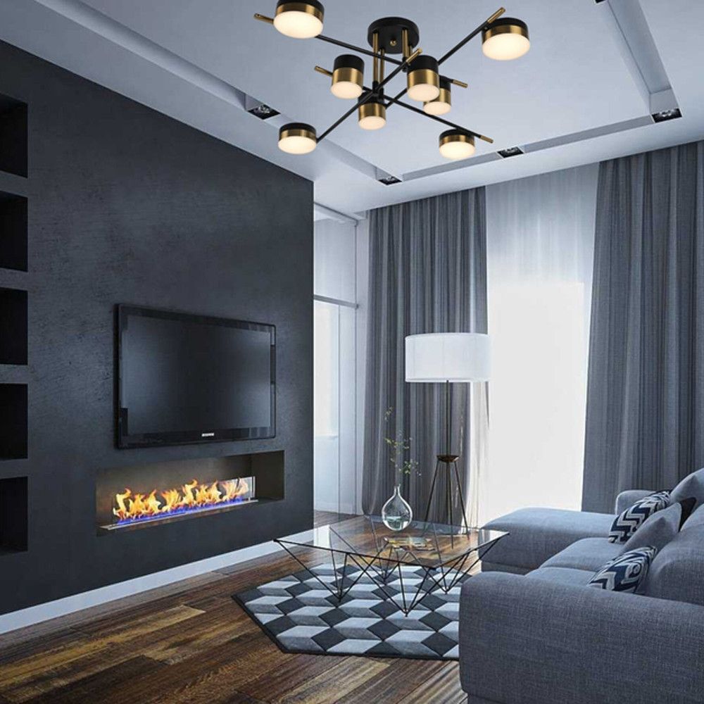 Світлодіодна люстра на 8 плафонів, чорно-золота, 3000-6500К, до 18 м² Sirius B N4544/8