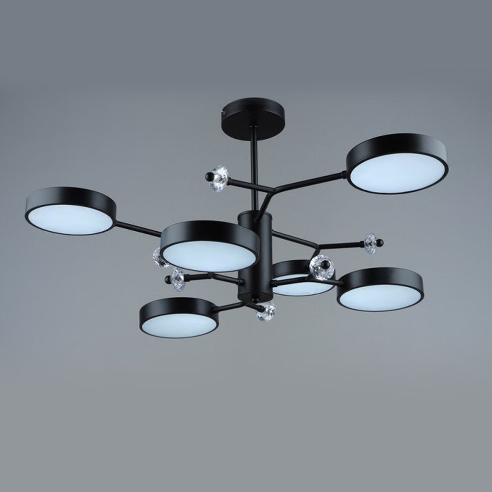 Чорна Led люстра до 18 м² на 6 плафонів 60W (N5502/6 Bk)