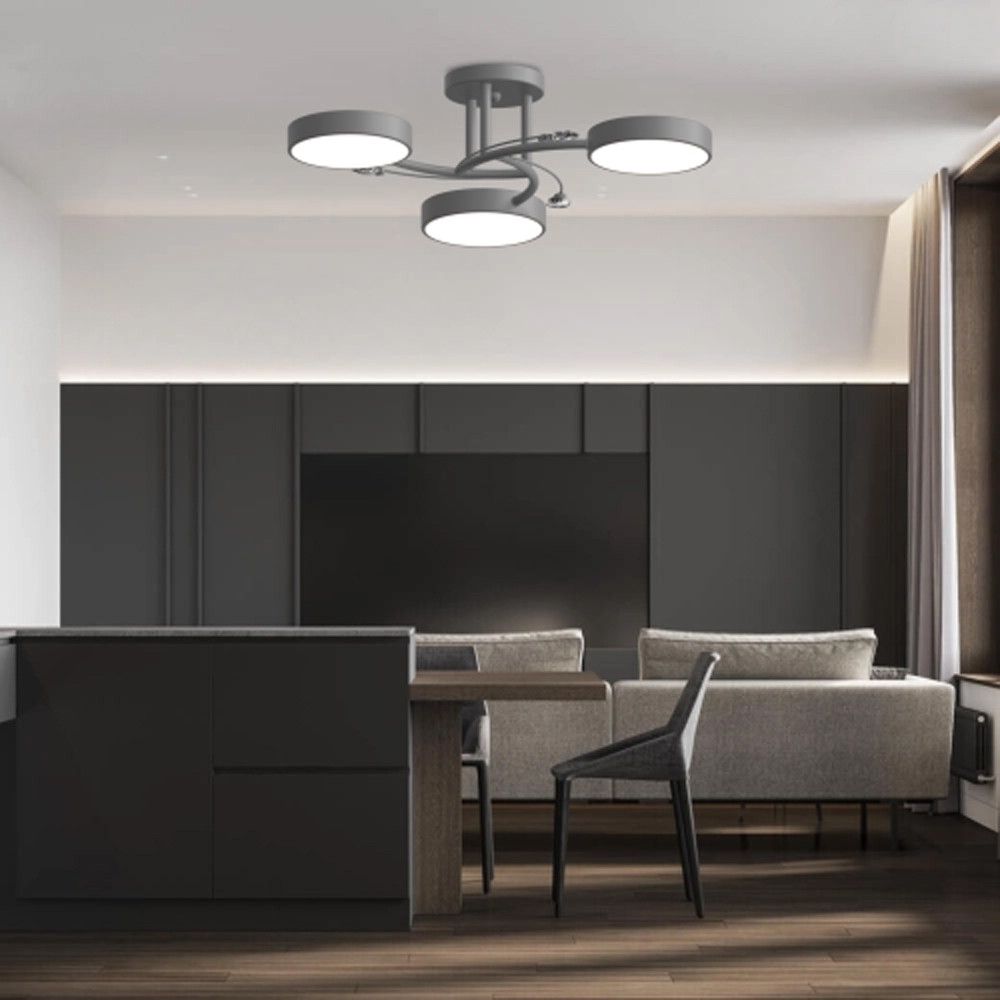 Світлодіодна сіра акрилова люстра, 54W, 3 плафони, до 10 м², білий колір Sirius B XI3255/3