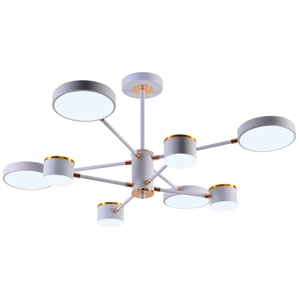Біла світлодіодна Led люстра до 20 м² на 8 плафонів 132W  Sirius (B X13288/8 WT+FGD)
