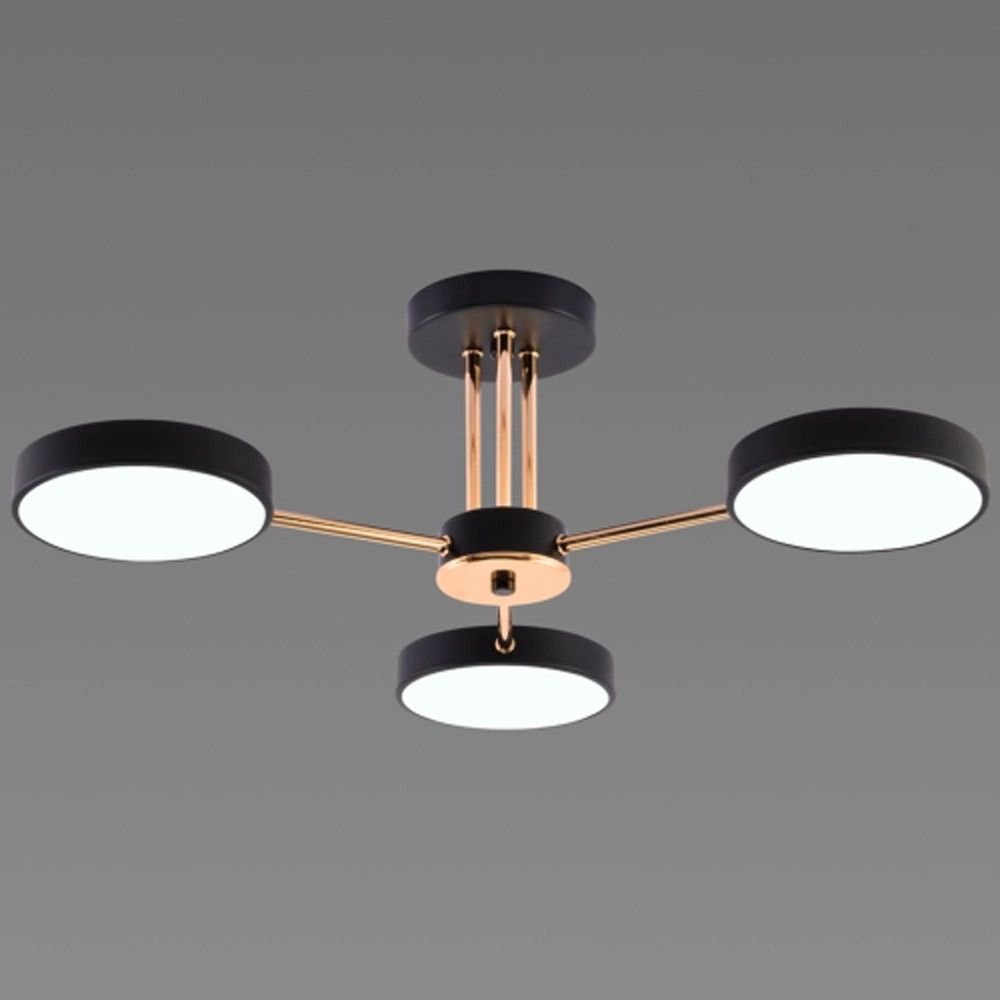 Cвітлодіодна чорна Led-люстра на 3 плафони, 54W до 10 м² Sirius B X13242/3 BK+FGD