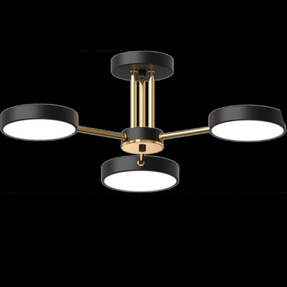Cвітлодіодна чорна Led-люстра на 3 плафони, 54W до 10 м² Sirius B X13242/3 BK+FGD