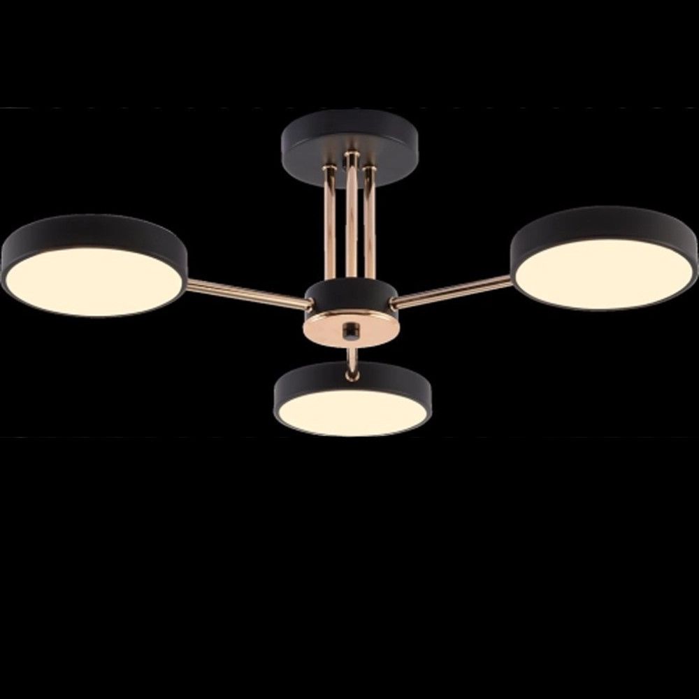 Cвітлодіодна чорна Led-люстра на 3 плафони, 54W до 10 м² Sirius B X13242/3 BK+FGD