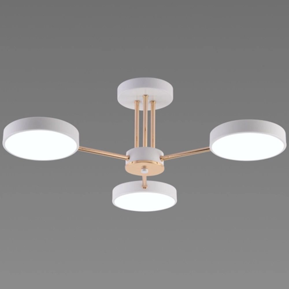 Біла світлодіодна Led-люстра на 3 плафони, 54W до 10 м² Sirius B X13242/3 WT+FGD