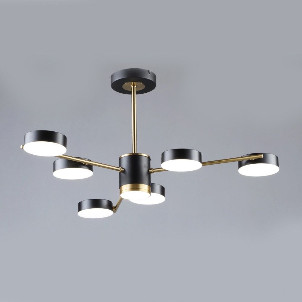 Led люстра на 6 плафонів форма супутник до 15 м² Sirius B N6369/6 COP+BK