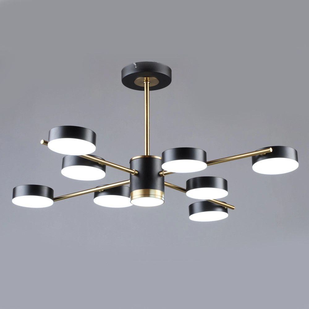 Світлодіодна чорна Led-люстра на 8 плафонів, 62W до 15 м² Sirius B N6369/8 COP+BK