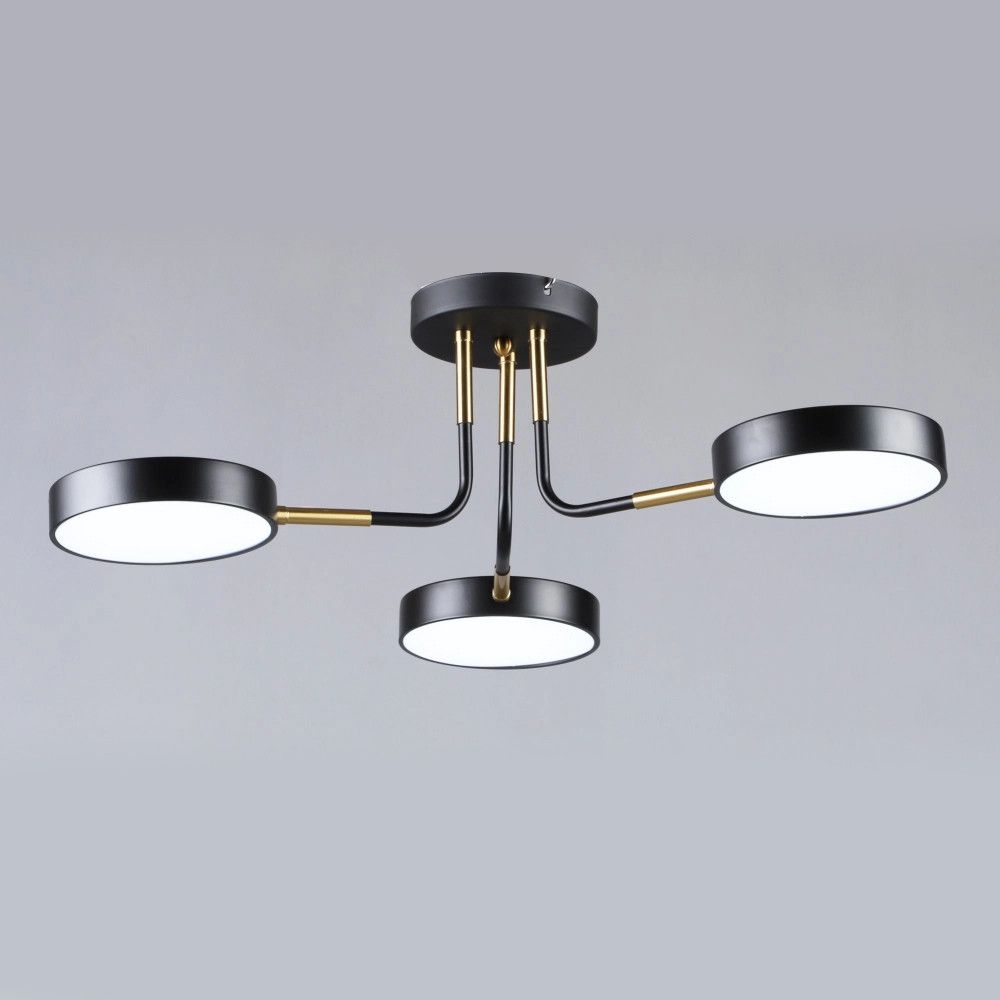 Світлодіодна чорна Led-люстра на 3 плафони, 36W до 10 м² Sirius B N6341/3 BK+COP