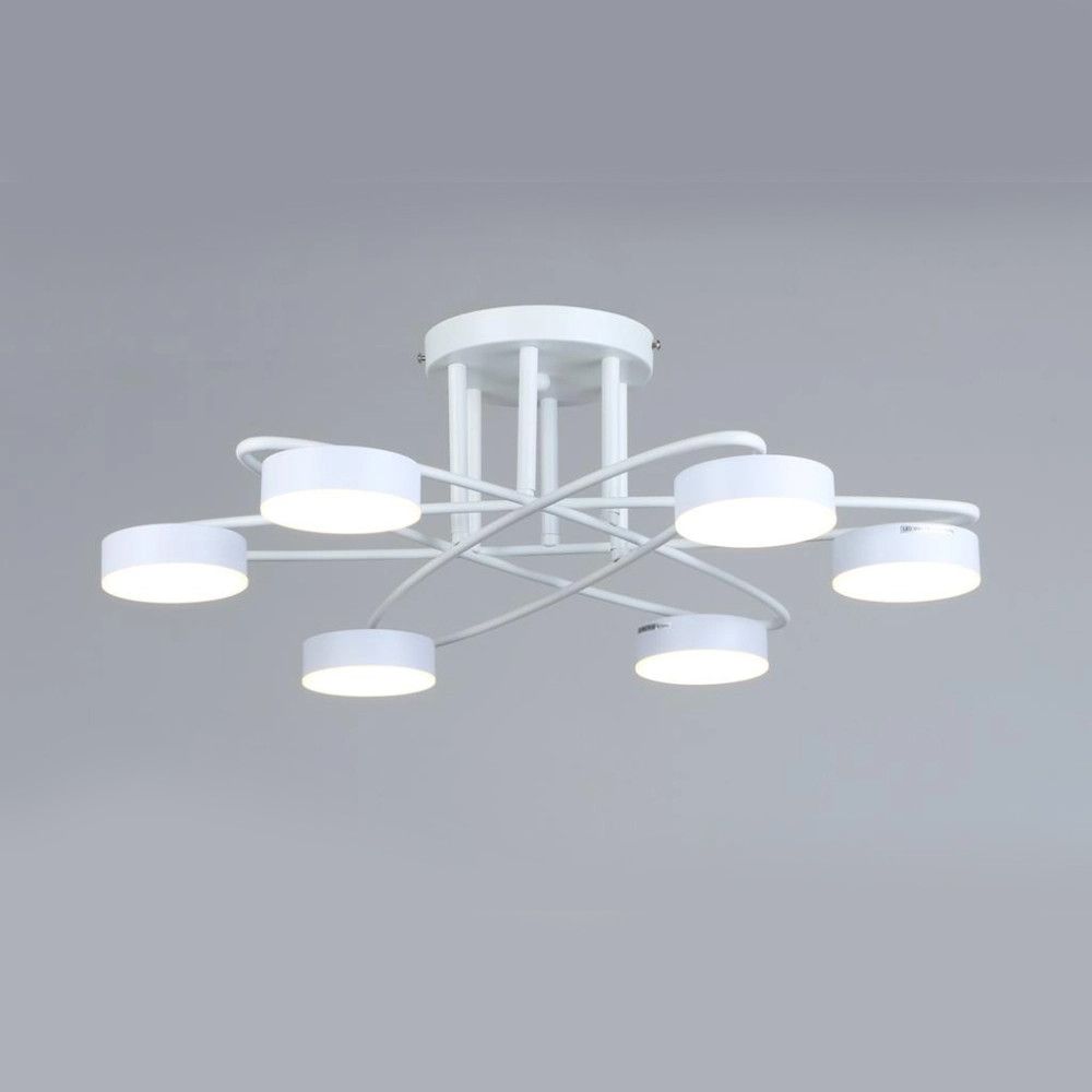 Світлодіодна біла Led-люстра на 6 плафонів, 84W до 18 м² Sirius B N4248/6 WT