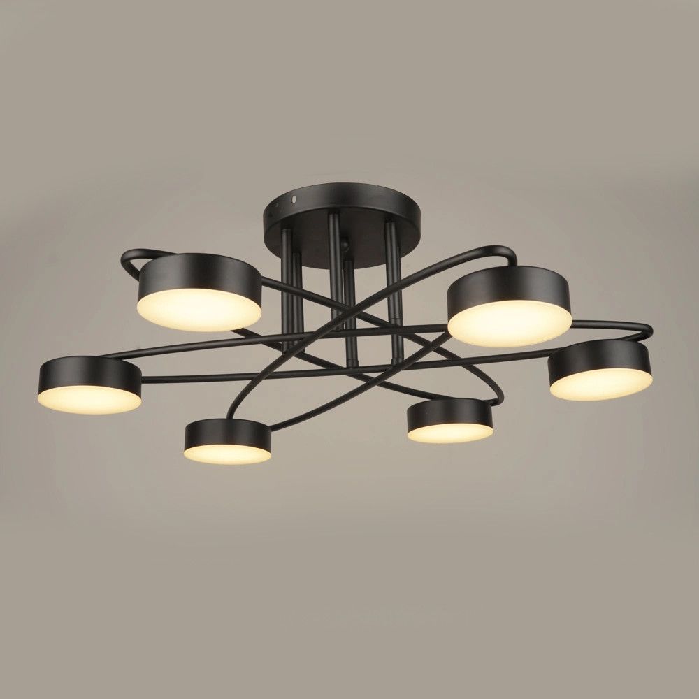 Світлодіодна чорна Led-люстра на 6 плафонів, 84W до 18 м² Sirius B N4248/6 BK