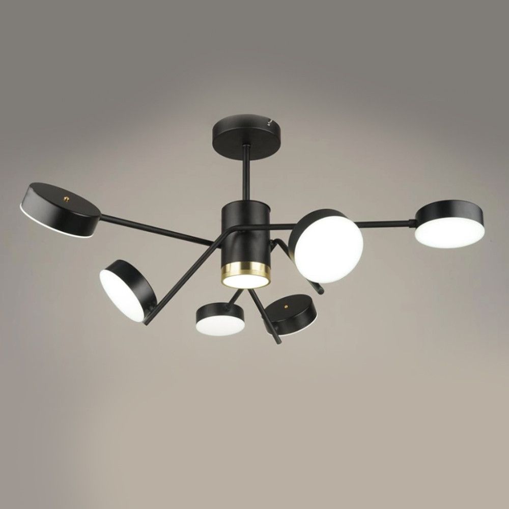 Світлодіодна чорна Led-люстра на 6 плафонів до 18 м² Sirius B N4182/6 84W BK