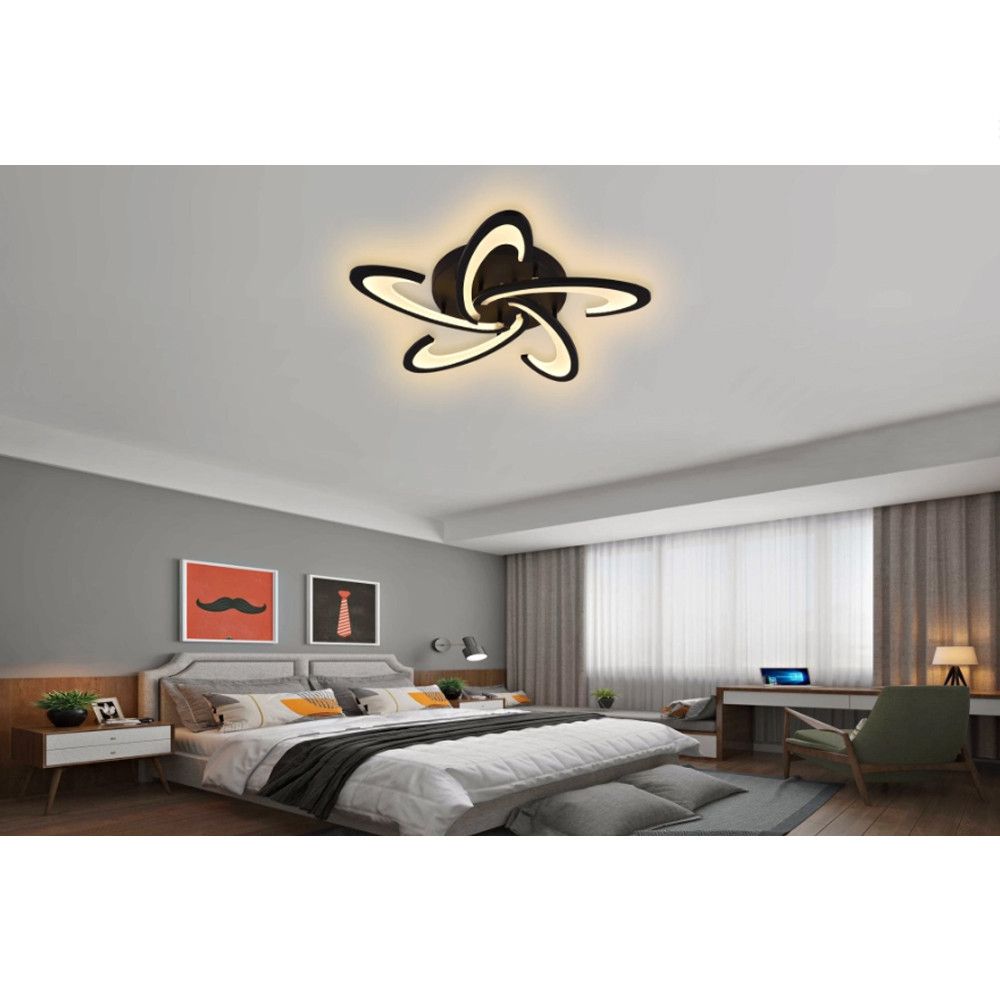 Світлодіодна чорна Led-люстра з пультом на 5 плафони до 15 м² Sirius 6075-5 BK 76W