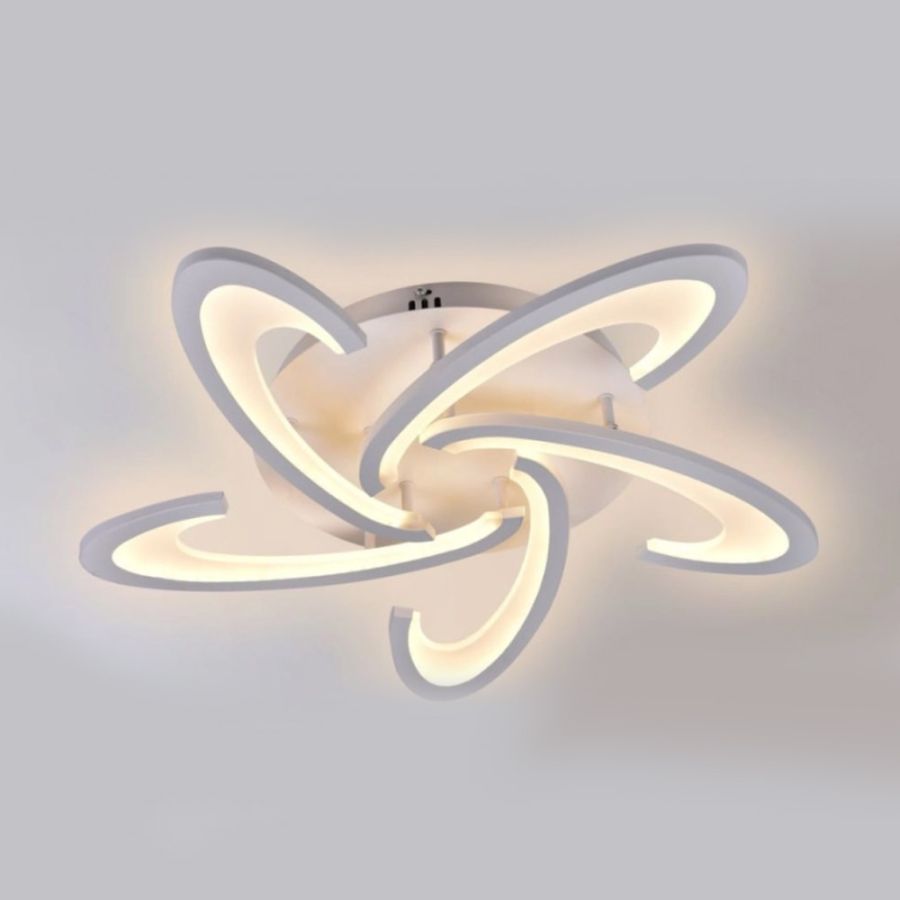 Світлодіодна Led-люстра білого кольору з пультом на 5 плафони до 15 м² Sirius 6075-5 WT 76W