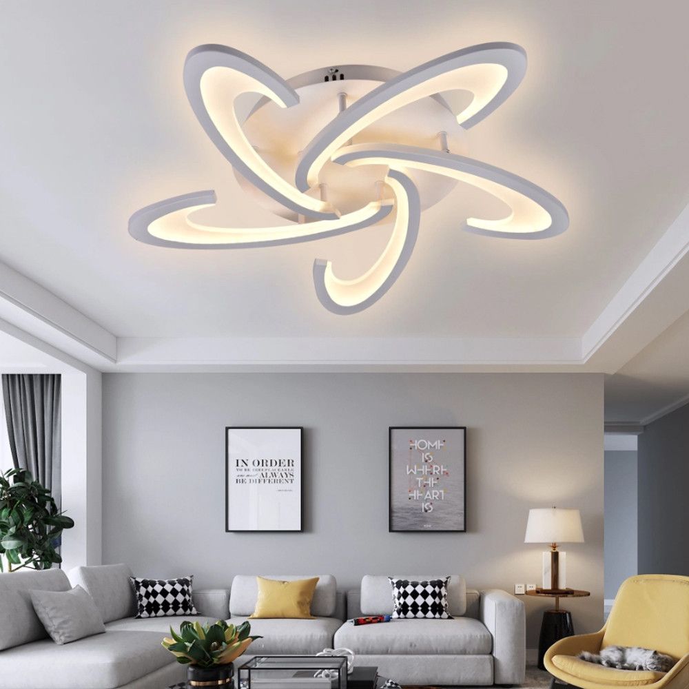 Світлодіодна Led-люстра білого кольору з пультом на 5 плафони до 15 м² Sirius 6075-5 WT 76W