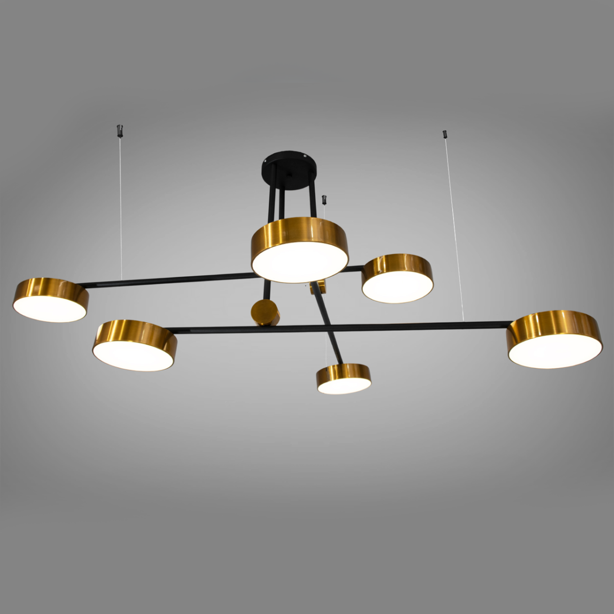 Чорна світлодіодна люстра 72W з бронзовими плафонами Linear Balance (D405-6BK+BR)