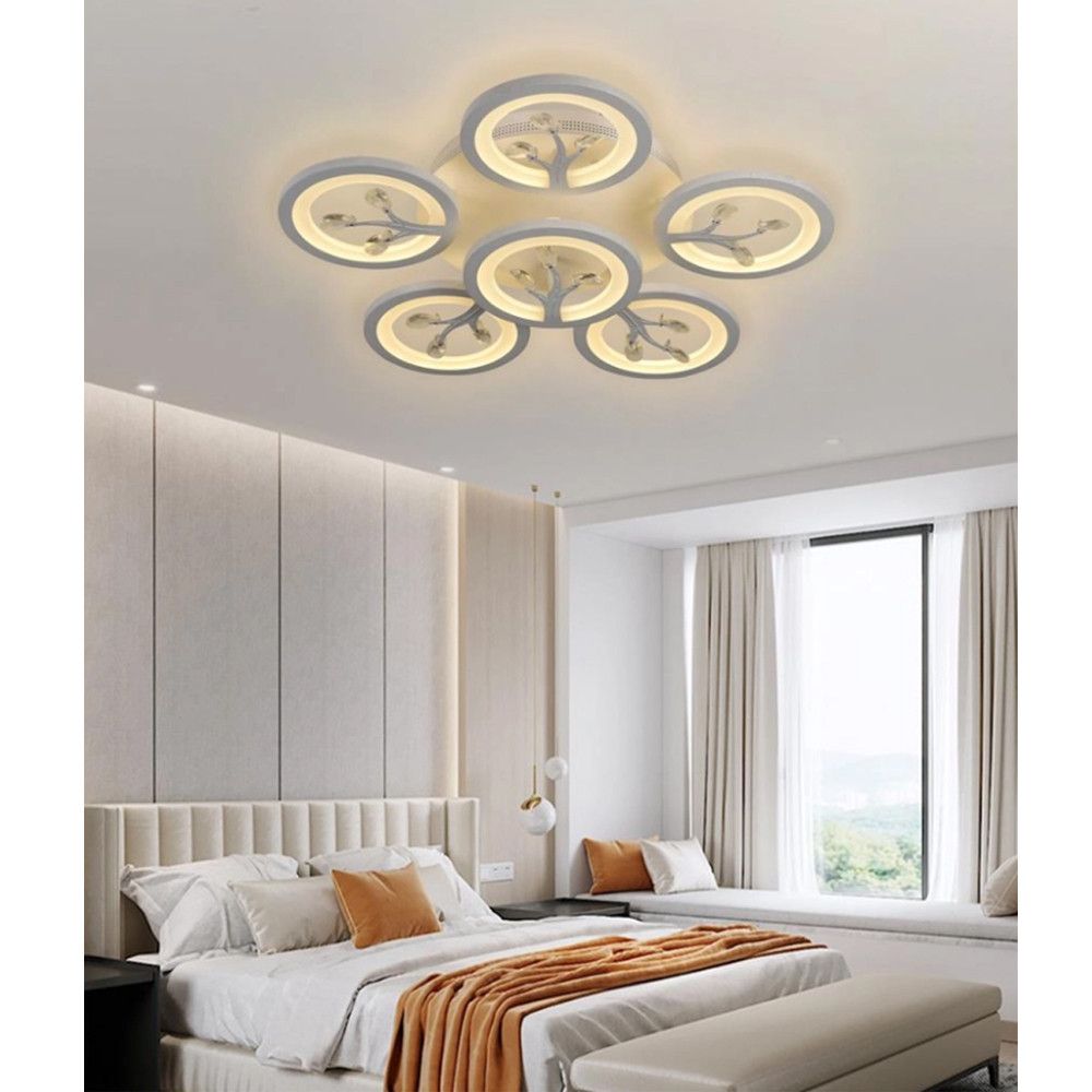 Біла світлодіодна Led-люстра на 6 плафонів до 18 м² Sirius 6171-6 WT 62W
