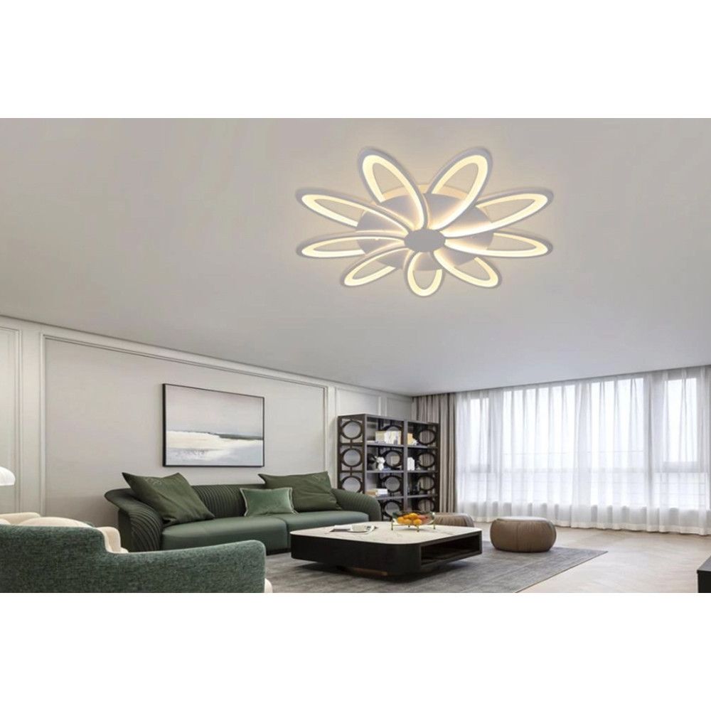 Світлодіодна Led-люстра з пультом білого кольору на 9 плафонів до 23 м² Sirius 6237-9 WT 156W