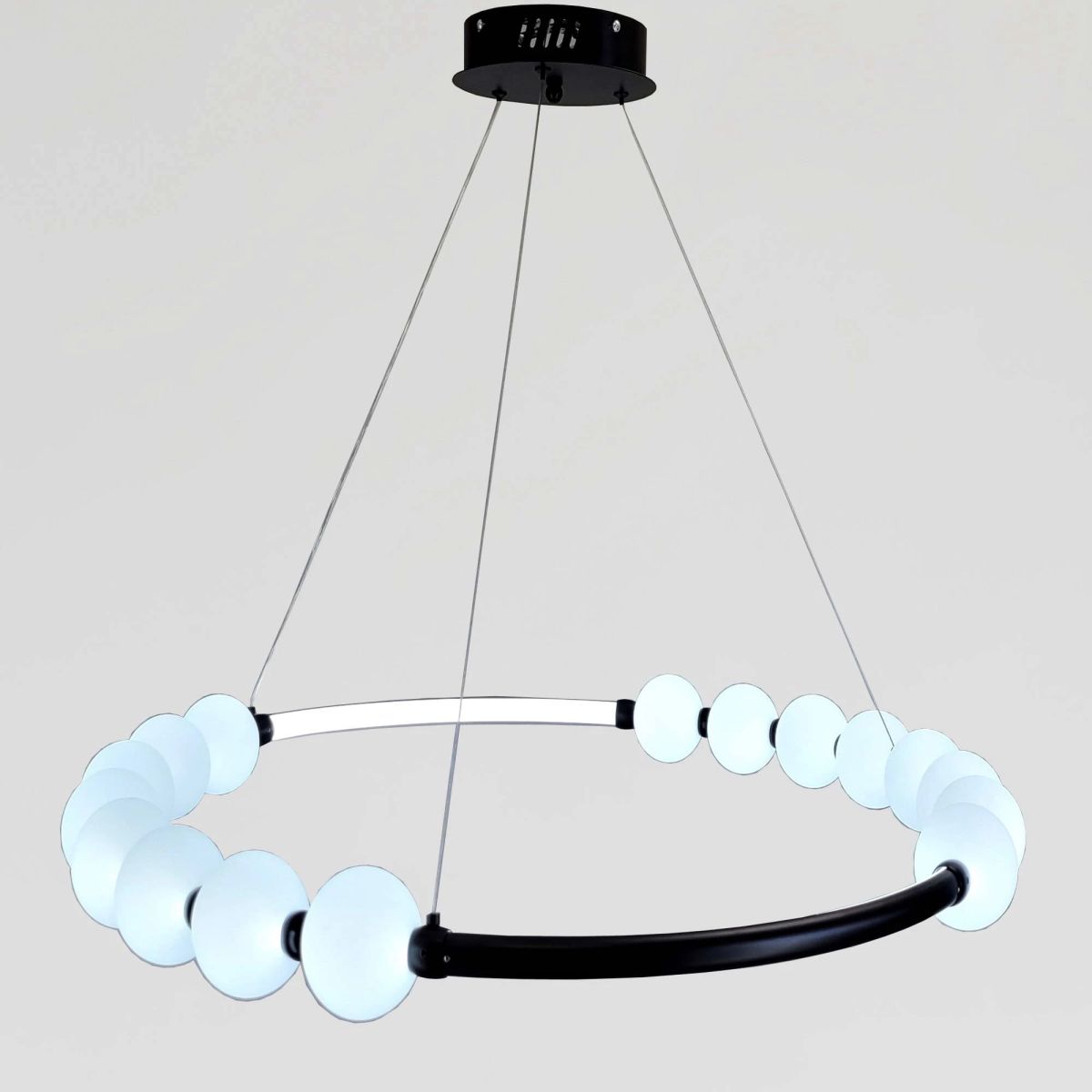 Люстра кільцева LED 84 см, чорний корпус, 3 режими світла «Anello di Perle» (6294/800BK)