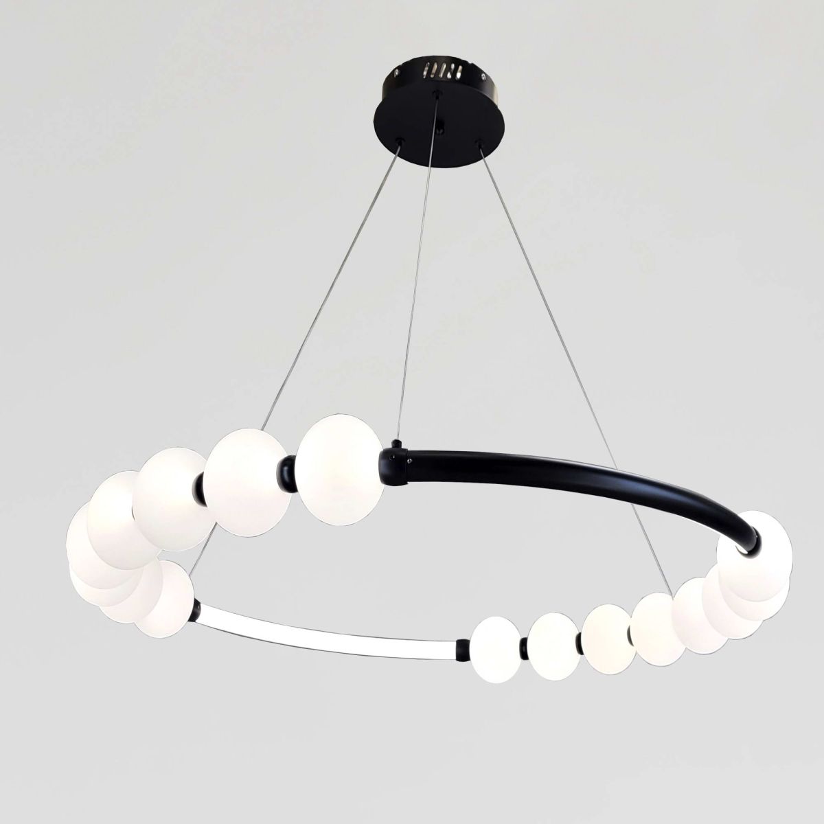 Люстра кільцева LED 84 см, чорний корпус, 3 режими світла «Anello di Perle» (6294/800BK)