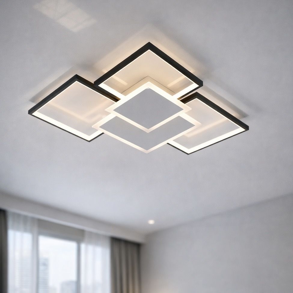 Геометрична LED люстра до 20м² "Quadra Duo" у чорно-білому корпусі 100 Wt (MX2250/3WH+BK)