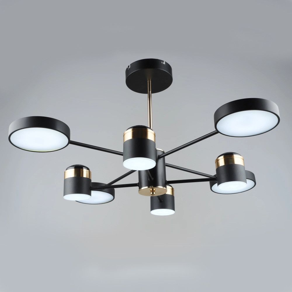 Чорна Led-люстра Sirius B із золотими акцентами, 240W, 8 плафонів, до 20 м² Sirius B YH1102/4+4 BK+FGD